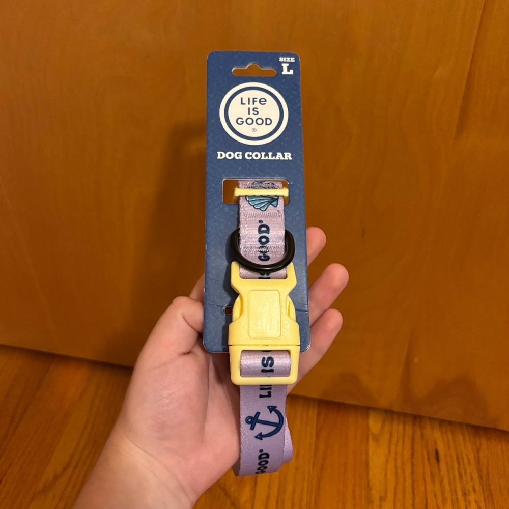 Life Is Good Dog Collar Lavender and Yellow NWT